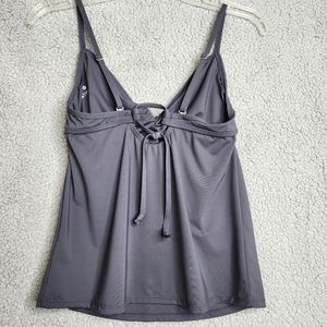 Athleta Gray Tankini Swim Suit Top Gray Size M Adjustable Straps